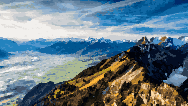 Snowy Swiss Alps Aerial View pixel art wallpaper
