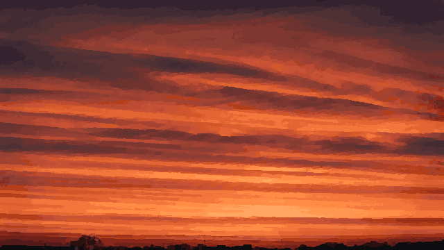 Sunset Sky Over Silhouetted Trees — pixel art version