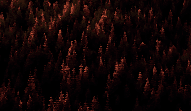 Aerial View of Red Forest Trees — pixel art version
