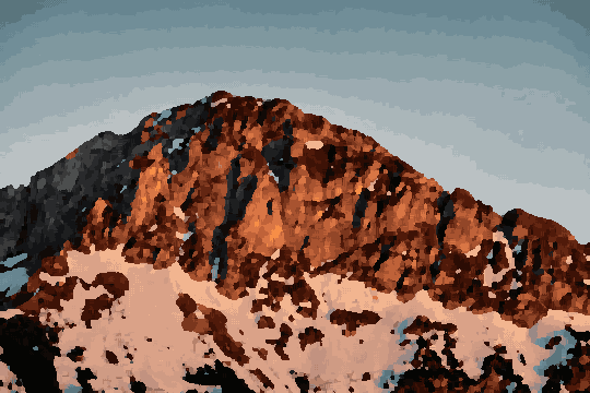 Snow-Capped Mountain Under Clear Blue Sky — pixel art version