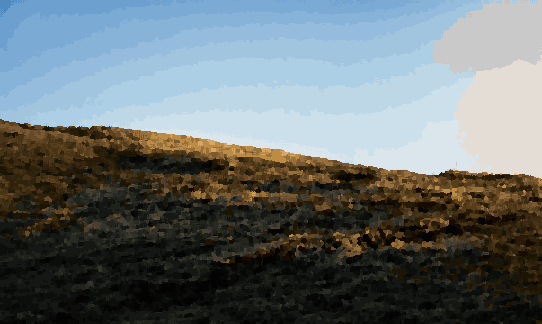 Sunset Over Grassy Hills And Clear Sky — pixel art version