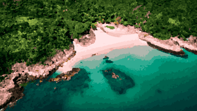 Aerial Island Beach Aerial View — pixel art version
