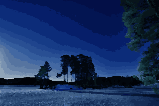 Starry Sky Winter Snow Night Scene — pixel art version