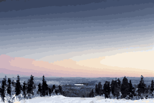 Winter Horizon Snow At Sunset In Levi — pixel art version