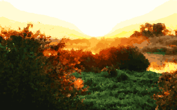 River Fog Dawn Morning Light pixel art wallpaper