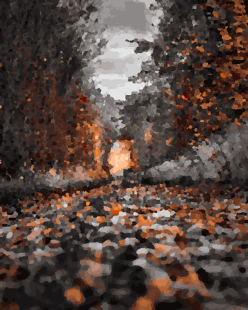 Autumn Trees Foliage Burning In Forest — pixel art version