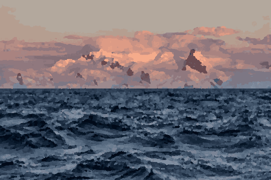 Sea Waves Mountains Preview Ocean Scene — pixel art version