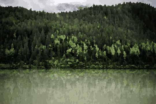 Forest Trees Reflection In Calm River pixel art wallpaper