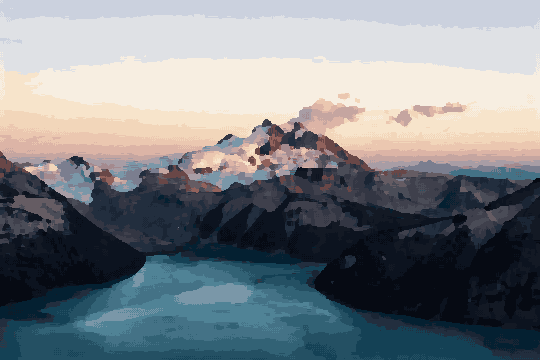 Sunset At Panorama Ridge Mountain Range — pixel art version