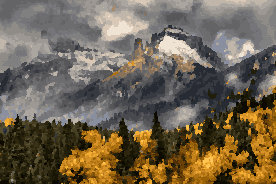 Autumn Morning In San Juan Mountains — pixel art version