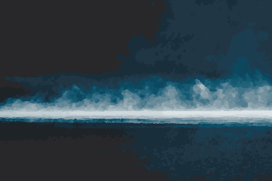 A dark background with a light shining through the fog, creating a mysterious and ethereal atmosphere, pixel art