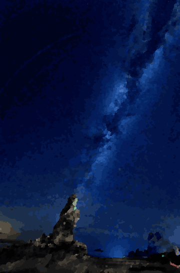 Milky Way Over Rock Formation At Night — pixel art version