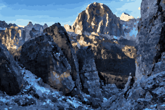 Golden Hour In The Dolomites — pixel art version