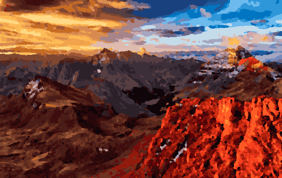 Morning Light Over Maroon Bells Peaks — pixel art version