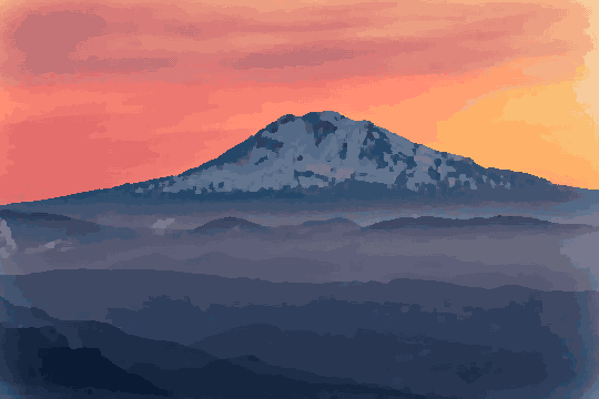 Mount Adams Washington Sunrise Mountain Scene — pixel art version