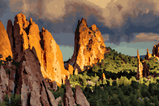 Garden Of The Gods Afternoon Sky — pixel art version