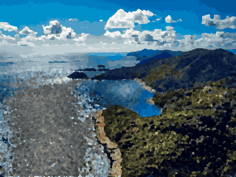 Aerial View Of Mljet Island Ocean — pixel art version