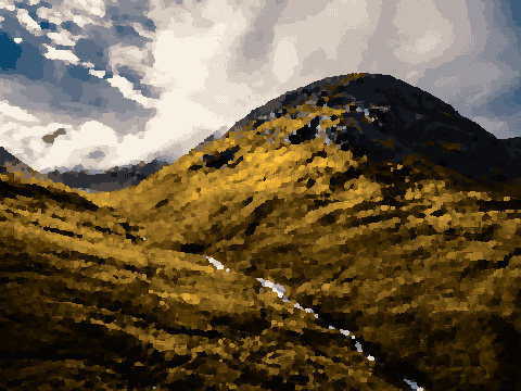 Glencoe Highland Mountain Stream Landscape pixel art wallpaper