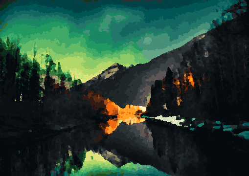 Aurora Over Eklutna Talirace — pixel art version