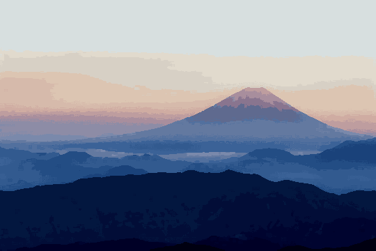 Mt. Fuji Sunset With Fog — pixel art version