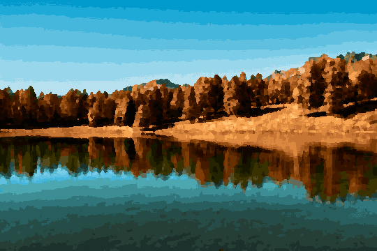 Autumn Lake Forest Reflection — pixel art version