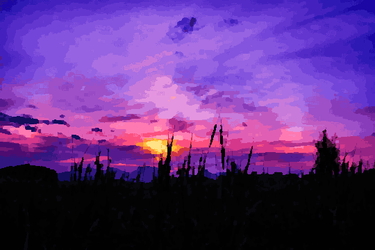 Twilight Grass Sky Sunset Scene pixel art wallpaper