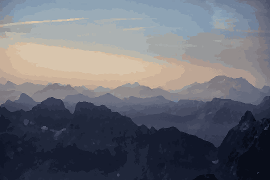 North Cascades Mountain Silhouettes At Dusk pixel art wallpaper