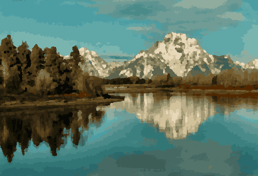 Calm Mornings In The Tetons pixel art wallpaper