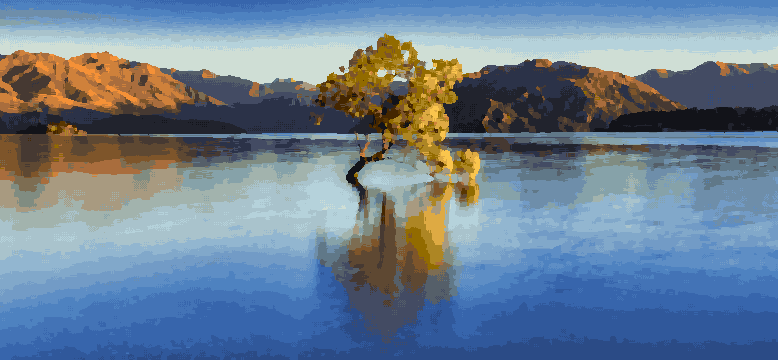 Lone Tree In Lake Wanaka Water pixel art wallpaper