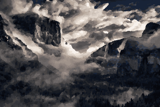 Yosemite Valley Overcast Mountain Landscape pixel art wallpaper