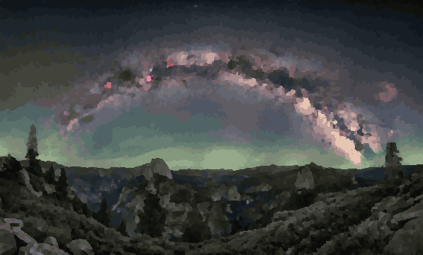 Milky Way Over Yosemite Night Sky — pixel art version