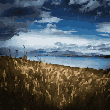 Lake Shore Grass Field Landscape Preview — pixel art version
