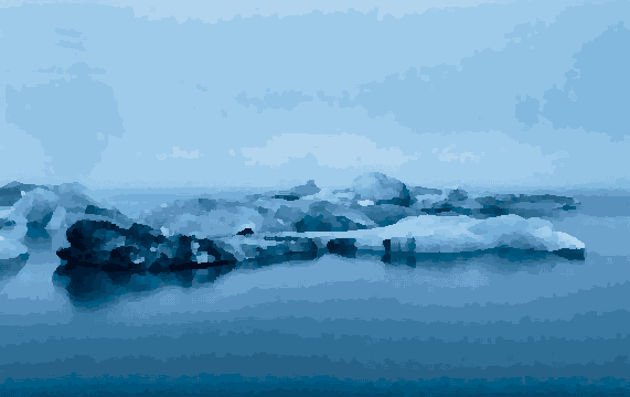 Mysterious Iceberg In Foggy Ocean pixel art wallpaper
