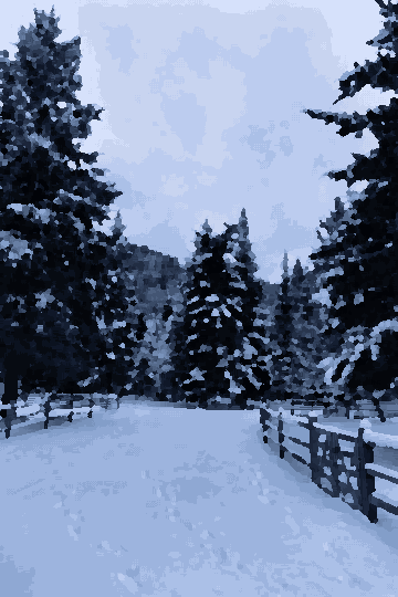 Snow Covered Field With Wooden Fence — pixel art version