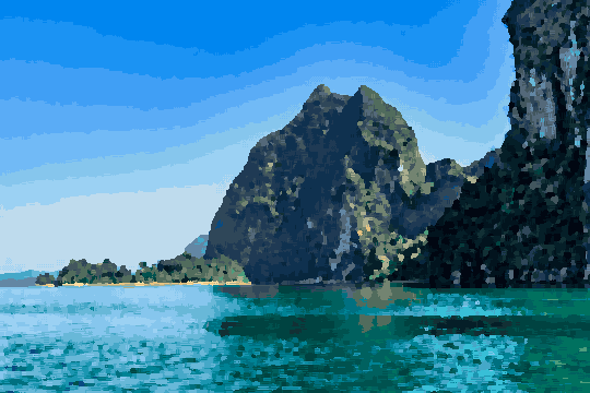 Rock Island Sea Coastal Landscape — pixel art version