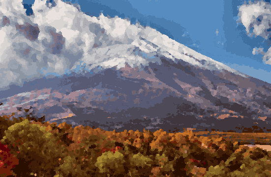 Autumn Mt. Fuji With Snowy Peak pixel art wallpaper