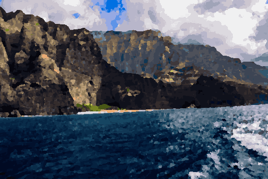 Na Pali Coast Kauai Lush Cliffs — pixel art version