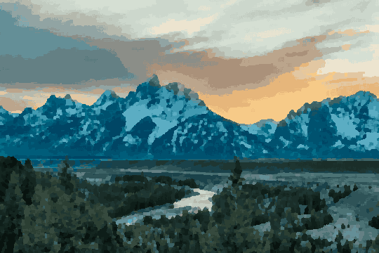 Chilly Evening In The Tetons pixel art wallpaper