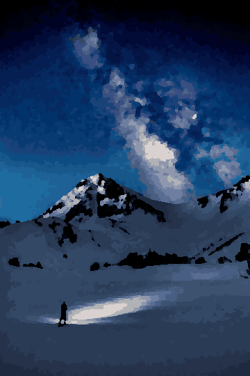 Milky Way Over Snowy Mountain Peak pixel art wallpaper