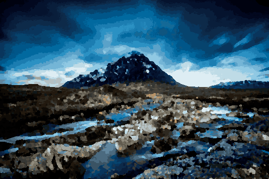 Mountain River Stones Landscape Preview — pixel art version