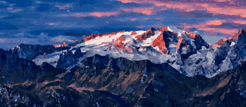 Marmolada Glacier Summit at Sunset pixel art wallpaper