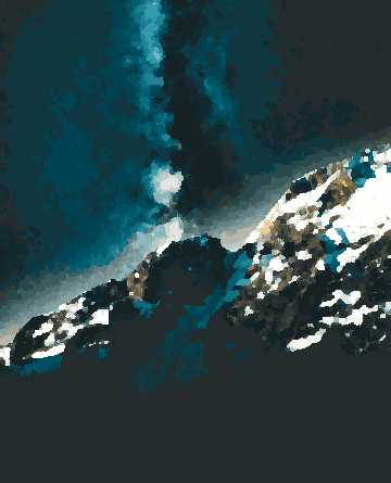 Snowy Rock Illuminated By Milky Way pixel art wallpaper