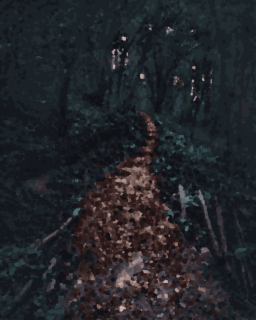 Forest Path Autumn With Wooden Steps — pixel art version