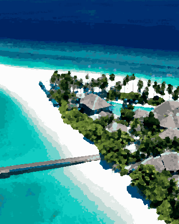 Aerial View Of Maldives Resort pixel art wallpaper