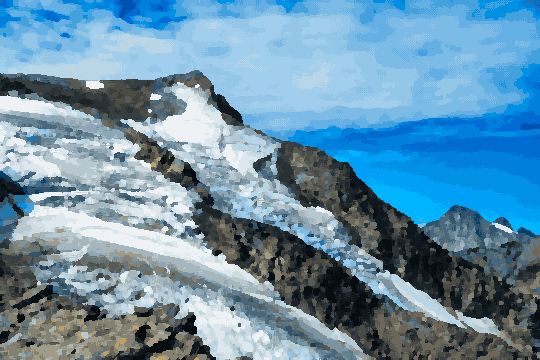 Snow-Covered Mountain Peak With Glacier — pixel art version