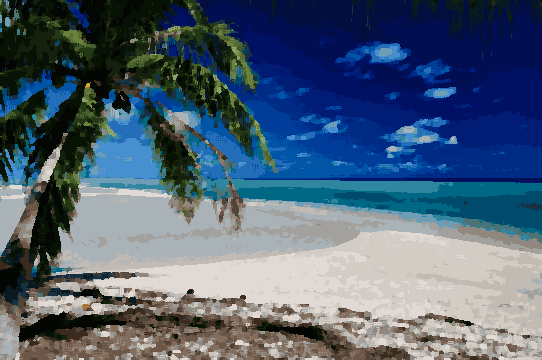 Palm Tree On Golden Beach — pixel art version