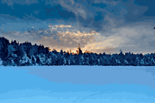 Snow Covered Field With Trees In Background pixel art wallpaper