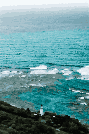 Aerial View Of Lighthouse On Cliff — pixel art version