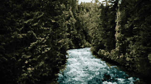 River Forest Trees Lush Greenery pixel art wallpaper