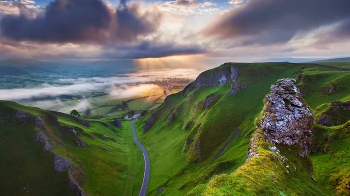 sun rays, road, nature wallpapers